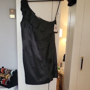 Calvin Klein Black Asymmetrical One Shoulder Cocktail Dress